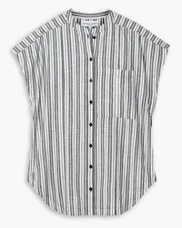 APIECE APART Pia striped cotton and linen-blend shirt - Gray Gray