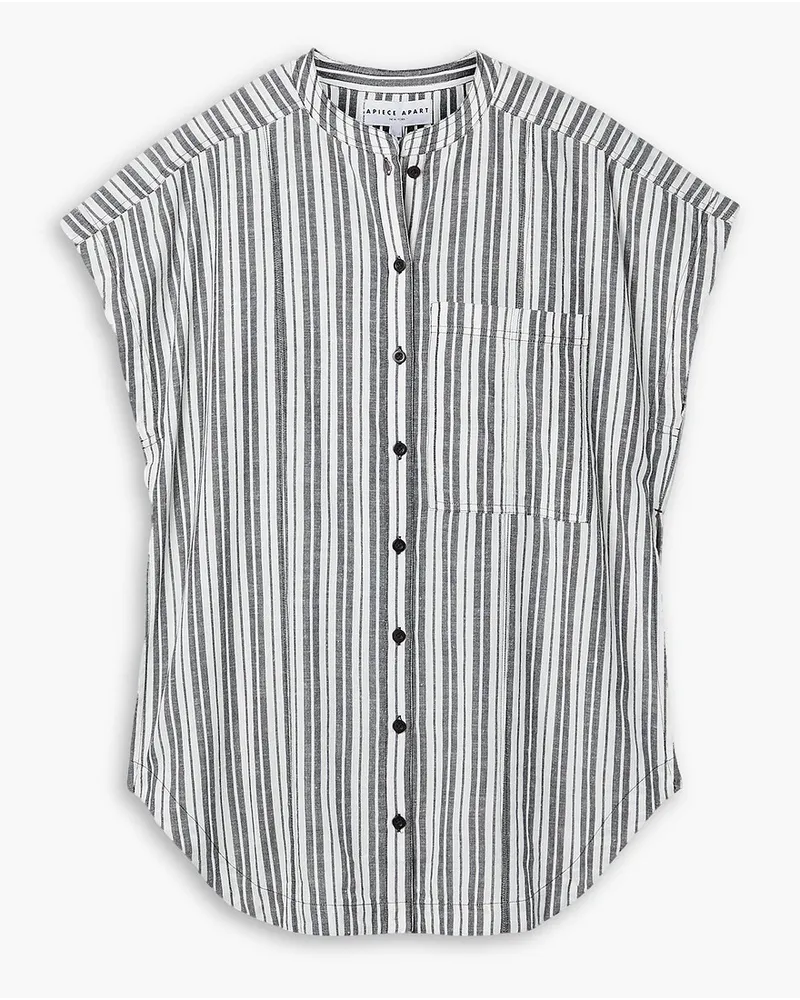 APIECE APART Pia striped cotton and linen-blend shirt - Gray Gray
