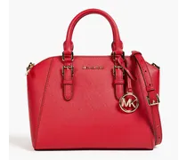 Ciara textured-leather tote - Red