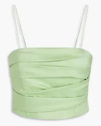 Alice + Olivia Alice Olivia - Tita cropped pleated taffeta top - Green Green