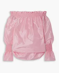 Adam Lippes Off-the-shoulder ruffled silk-taffeta top - Pink Pink