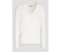 Silk and cotton-blend sweater - White