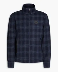 Canali Embroidered checked wool-jacquard jacket - Blue Blue