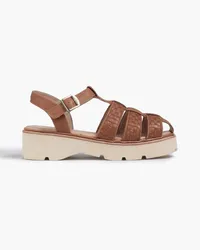 Australia Luxe Woven leather platform sandals - Brown Brown