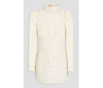Cotton-blend corded lace top - White