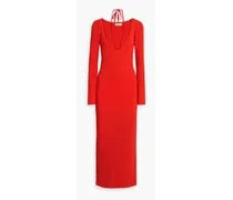 Aman layered ribbed-knit maxi dress - Red