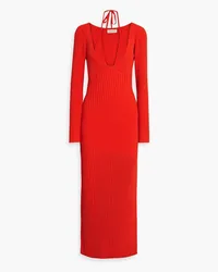 NICHOLAS Aman layered ribbed-knit maxi dress - Red Red