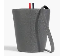 Pebbled-leather bucket bag - Gray