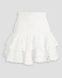 Charo Ruiz Noa ruffled shirred broderie anglaise cotton-blend mini skirt - White White