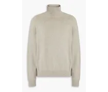 Merino wool and cotton-blend turtleneck sweater - Gray