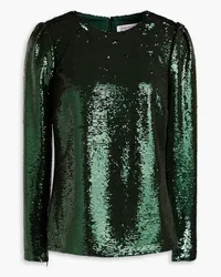 Carolina Herrera New York Sequined crepe de chine top - Green Green