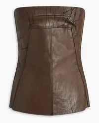 Rick Owens Strapless coated cotton-blend top - Brown Brown