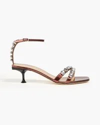 Sergio Rossi Crystal-embellished metallic leather sandals - Metallic Metallic