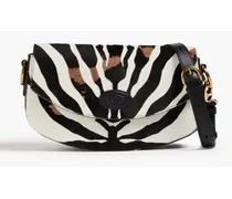 Zebra-print calf hair shoulder bag - Animal print