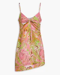 Maisie Wilen Party Girl asymmetric printed crepe mini dress - Pink Pink