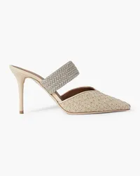 Malone Souliers Maisie 85 cord and leather-trimmed raffia mules - Neutral Neutral