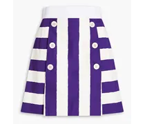 Striped cotton-blend poplin mini skirt - Purple