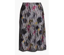 Layered floral-print crepe de chine and lace skirt - Purple