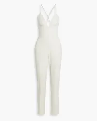 Oscar de la Renta Lace-up wool-blend twill jumpsuit - White White