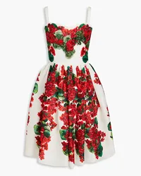 Dolce & Gabbana Embellished floral-print silk-organza dress - White White