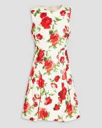 Carolina Herrera New York Pleated floral-print stretch-cotton dress - Red Red