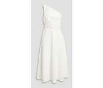 One-shoulder scuba midi dress - White