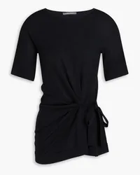 Alberta Ferretti Asymmetric ruched wool top - Black Black