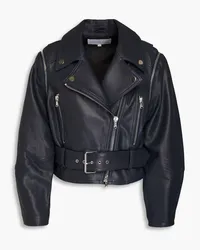 Veronica Beard Jylan convertible leather biker jacket - Blue Blue