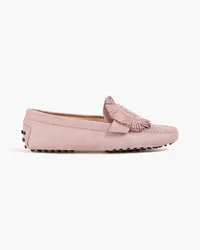 TOD'S Fringed suede loafers - Pink Pink