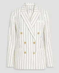 Derek Lam Walter double-breasted pinstriped linen and cotton-blend blazer - White White