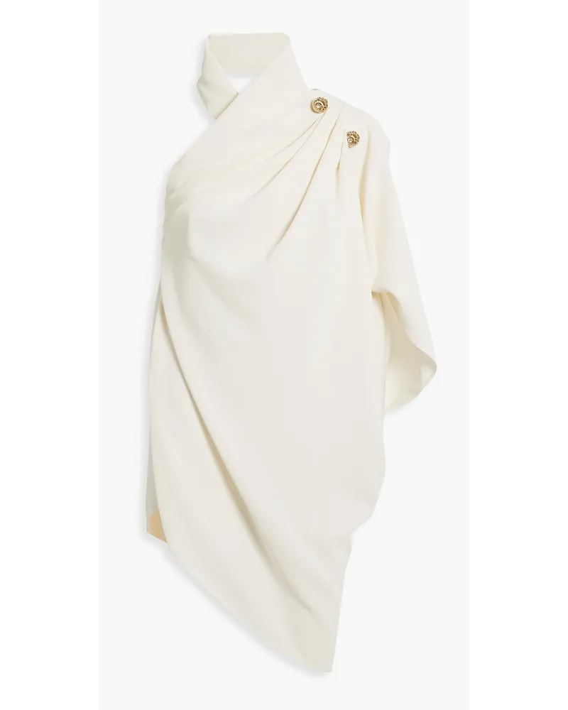 Elie Saab One-shoulder draped crepe top - White White