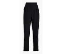 Pleated twill tapered pants - Black