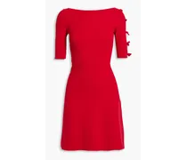 Bow-detailed knitted mini dress - Red