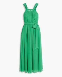 Badgley Mischka Gathered chiffon midi dress - Green Green