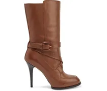 Buckled leather boots - Brown