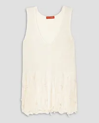 Altuzarra Wyman faux pearl-embellished distressed silk tank - White White