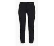 Cotton-blend twill tapered pants - Black