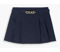 Valentino Garavani Belted pleated wool and silk-blend mini skirt - Blue Blue