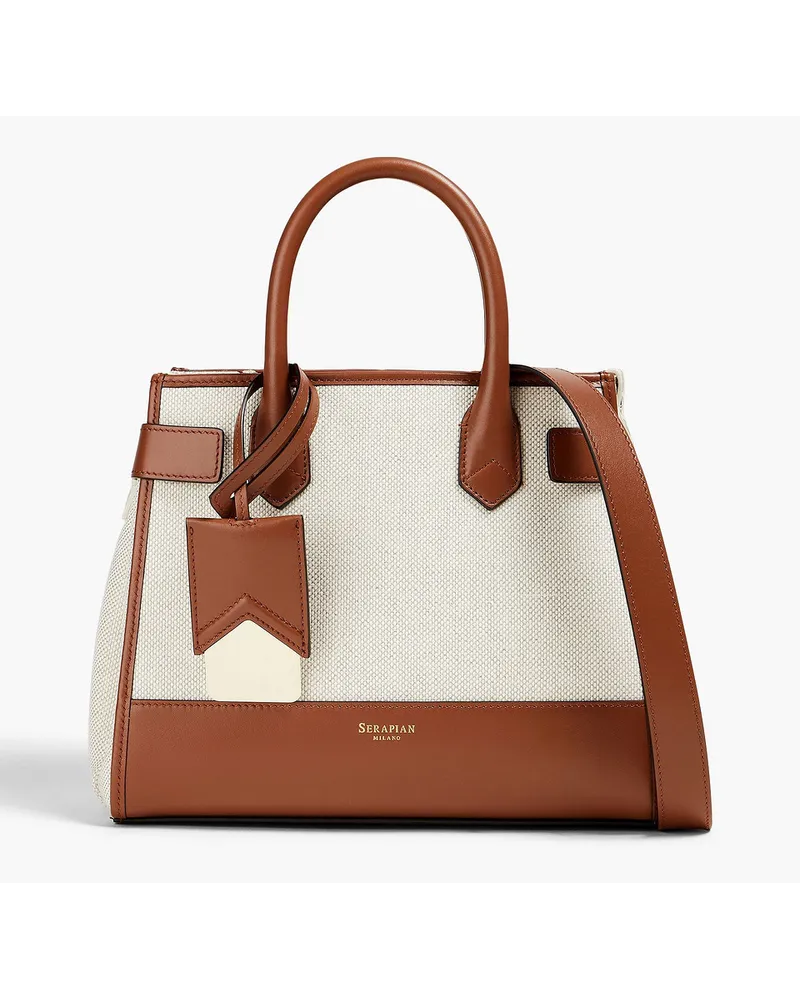 Serapian Canvas and leather tote - Brown Brown