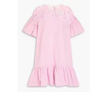 Corded lace-paneled faille mini dress - Pink