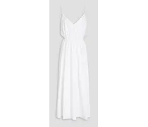 Carmen gathered stretch-cotton poplin dress - White