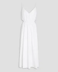 Halston Carmen gathered stretch-cotton poplin dress - White White