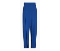 Pleated crepon tapered pants - Blue