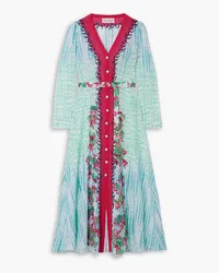 Saloni Lea belted printed silk-chiffon shirt dress - Green Green