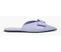 Bow-detailed leather slippers - Purple