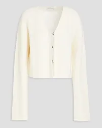 Loulou Studio Cropped ribbed wool and cashmere-blend cardigan - White White