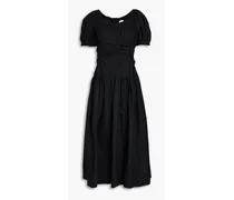 Golda cutout cotton-poplin midi dress - Black