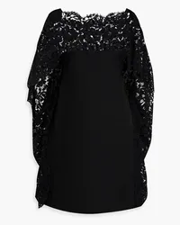 Valentino Garavani Cape-effect corded lace and crepe mini dress - Black Black