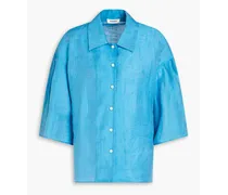 Myrtille linen-blend shirt - Blue