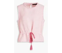 Tie-detailed tweed top - Pink